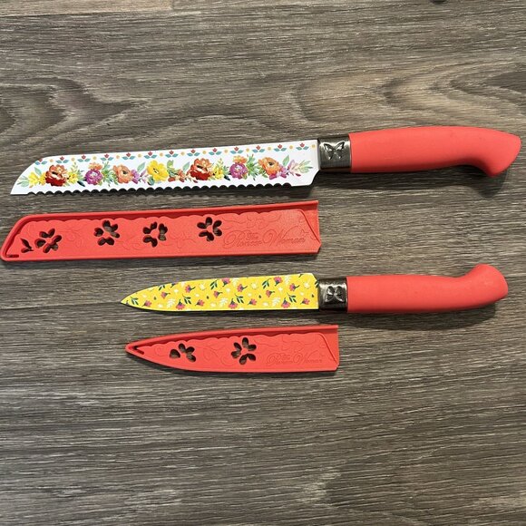 Pioneer Woman Knife Set 6 Covers Floral Sweet Romance Kitchen Cutlery Cottage - Picture 2 of 8